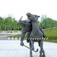 马球铜雕，广场古代体育运动雕塑