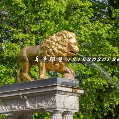 鎏金铜狮子,喷水西洋狮铜雕