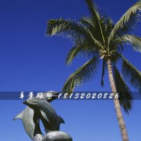 嬉戏铜雕，海豚铜雕，海边动物铜雕