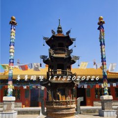 寺庙铜香炉,三足香炉铜雕