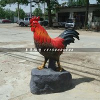 玻璃钢公鸡雕塑，彩绘动物雕塑