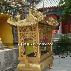 方形香炉铜雕,寺庙铜香炉