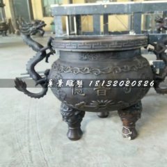 寺庙铜香炉,三足香炉雕塑