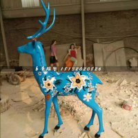 彩绘小鹿雕塑，玻璃钢动物雕塑