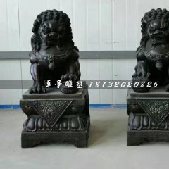 北京狮铜雕,小型铜狮子