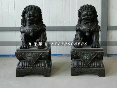 北京狮铜雕，小型铜狮子