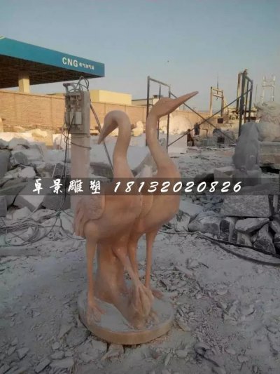石雕仙鹤,大理石动物雕塑 (4)