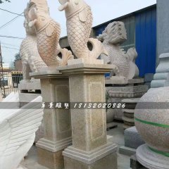 石雕魚,晚霞紅動物雕塑