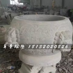 水缸石雕,大理石仿古水缸