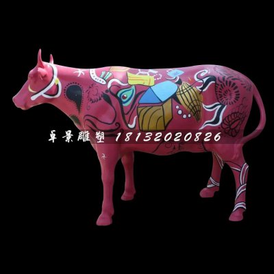 彩绘牛雕塑，玻璃钢动物雕塑 (3)
