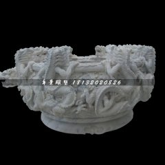 龙浮雕水缸,仿古石水缸