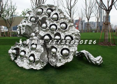 不锈钢莲蓬雕塑，公园抽象植物雕塑