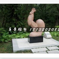 公鸡石雕，公园抽象动物石雕