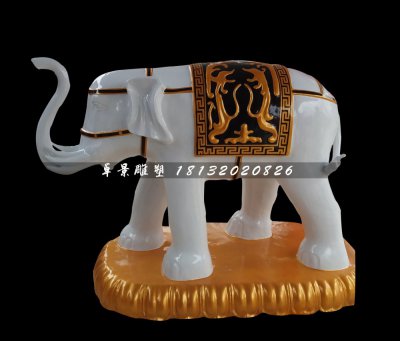 吉祥大象雕塑，玻璃钢大象雕塑 (1)