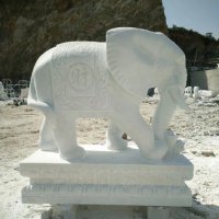 汉白玉大象石雕，吉祥如意大象