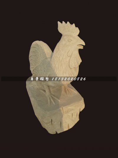 公鸡石雕，大理石动物雕塑