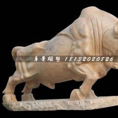 石雕牛,拓荒牛石雕,晚霞红牛雕塑