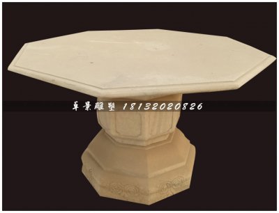 八边形桌子石雕，公园石桌子