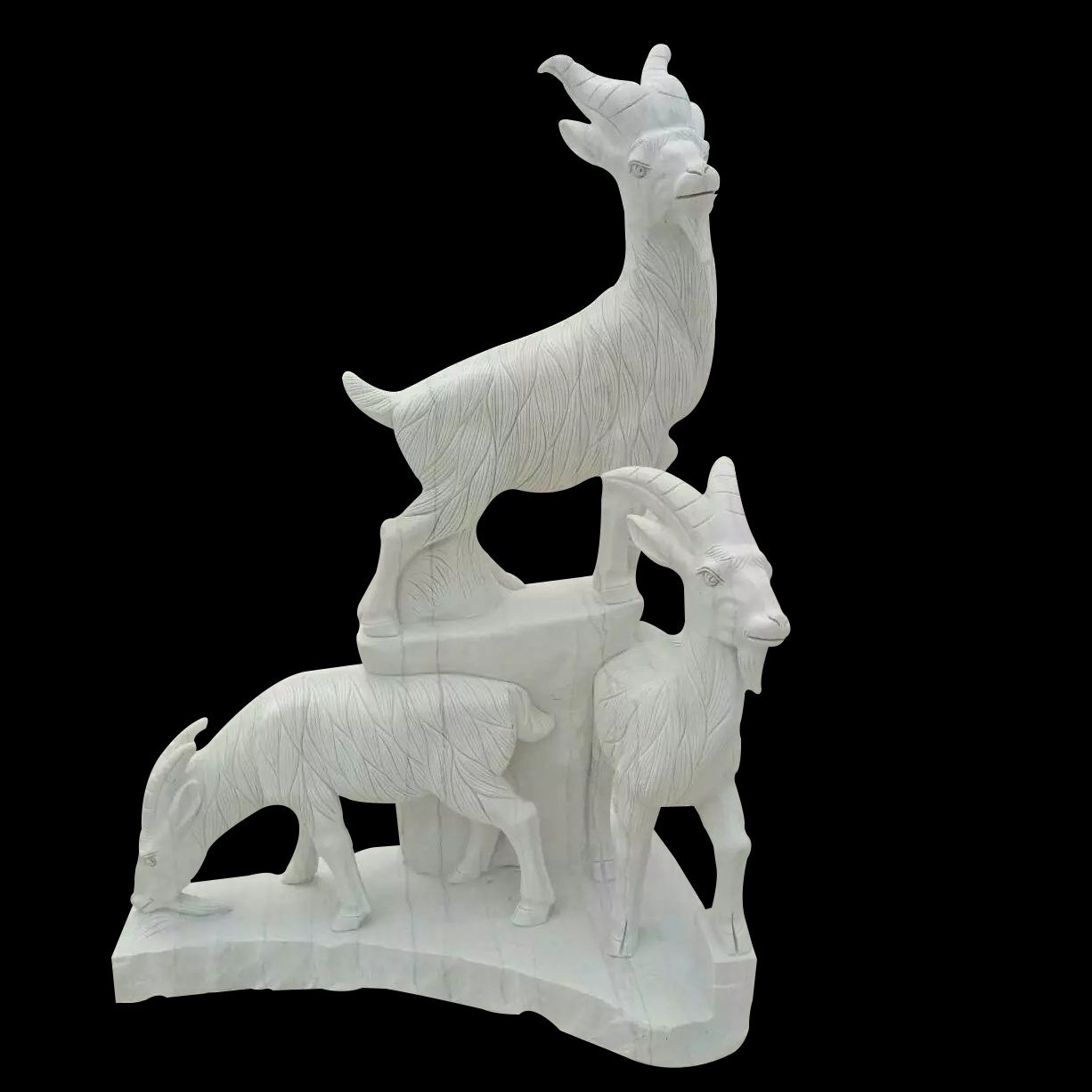 三羊開泰石雕，漢白玉三羊開泰雕塑 (2)