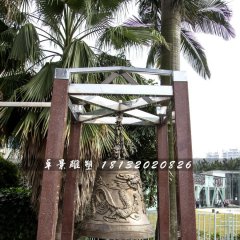 龙浮雕钟雕塑,铜钟雕塑