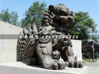 大型铜狮子，戏球狮铜雕 (2)