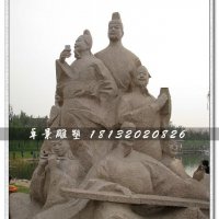 竹林七贤石雕，公园古代人物石雕