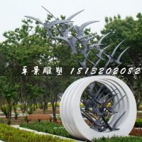 不锈钢抽象大雁雕塑，公园景观雕塑