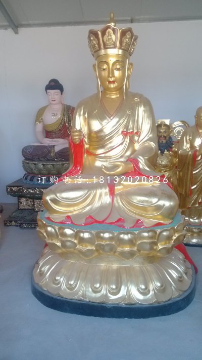 地藏王铜雕，彩绘地藏菩萨铜雕 (1)