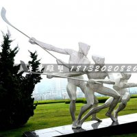 曲棍球雕塑，不锈钢运动雕塑