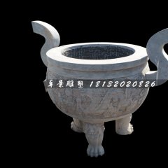三足香炉,寺庙圆香炉石雕