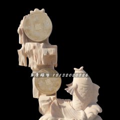 晚霞紅噴泉魚,招財魚石雕
