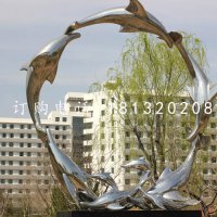 不锈钢海豚雕塑广场动物雕塑