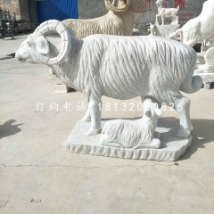羊羔跪乳石雕,汉白玉动物雕塑