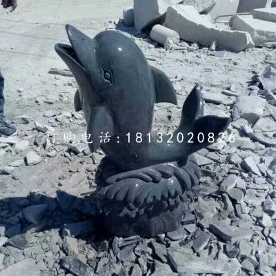青石海豚石雕，动物石雕 (2)