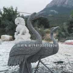 青石仙鶴雕塑，動物石雕