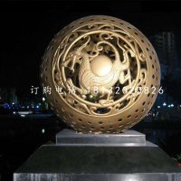 广场镂空球雕塑，景观铜雕