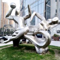 不锈钢运动雕塑，公园抽象人物雕塑