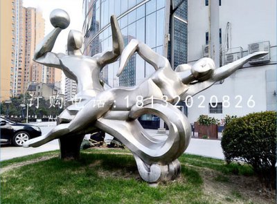 不锈钢运动雕塑，公园抽象人物雕塑