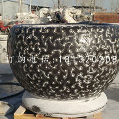 圆形水缸石雕,青石水缸