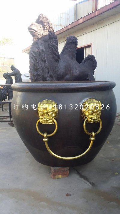 仿古铜水缸，广场铜水缸雕塑