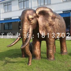 大象铜雕,公园动物雕塑