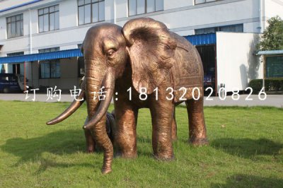 大象铜雕，公园动物雕塑