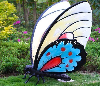 彩绘蝴蝶雕塑，玻璃钢动物 (2)