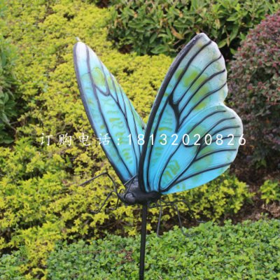 彩绘蝴蝶雕塑，玻璃钢动物 (4)