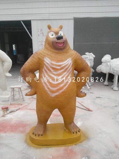 玻璃钢熊大熊二光头强卡通人物雕塑 (2)