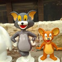玻璃钢猫和老鼠雕塑卡通动物雕塑