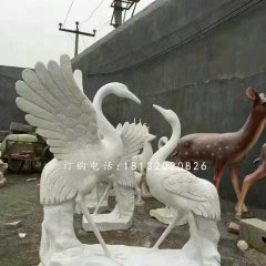 仙鹤石雕,公园大理石仙鹤