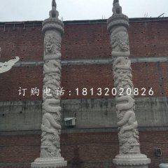 石雕盤龍柱，廣場柱子雕塑
