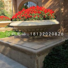 石雕花钵,小区花盆石雕
