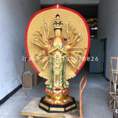 贴金千手观音,玻璃钢立式佛像